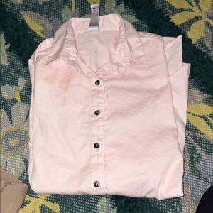 Mother Oxford Womens Blush Pink Button-Up Boyfriend Shirt Size Medium